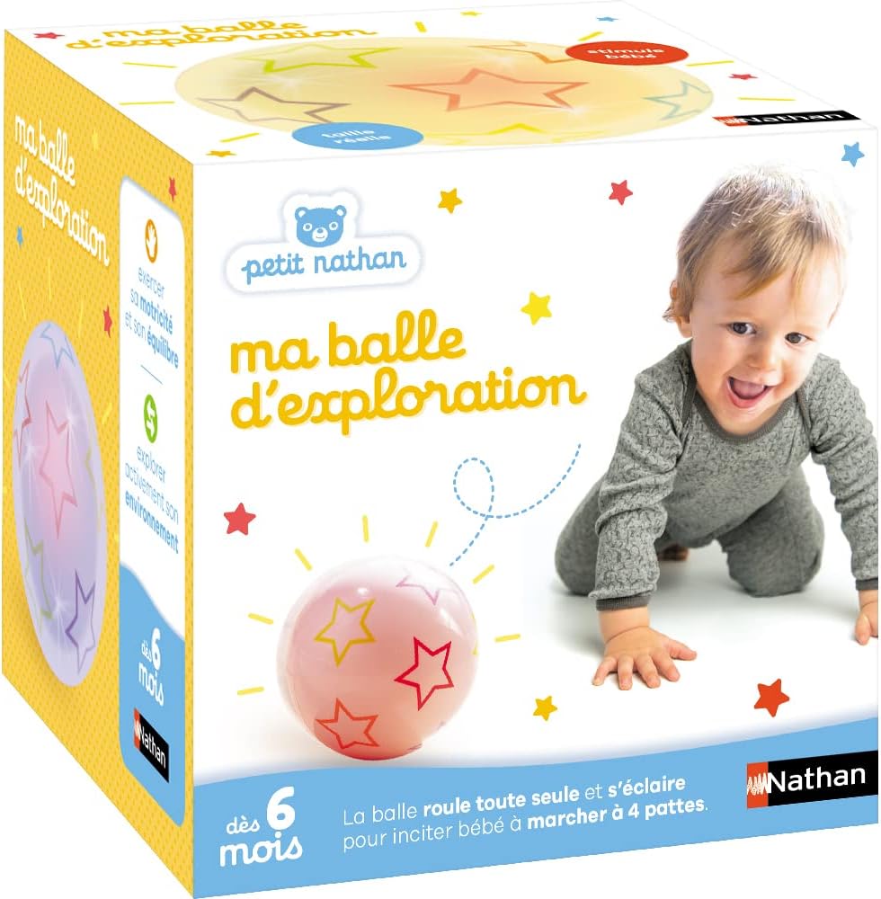 jouet d’éveil bébé -Balle d’exploration Nathan – Motricité bébé